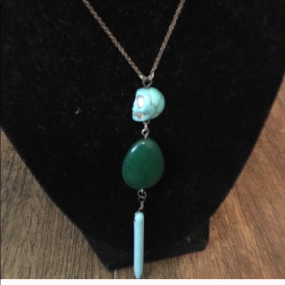 Sugar skull necklace - turquoise and lapis
